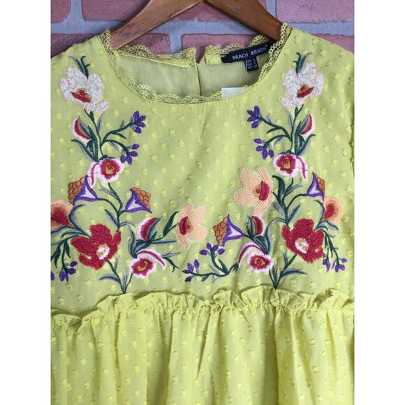 Spool No.72 Brach Brach Floral Embroidered Clip-Dot Lace Ruffle Blouse Top Small - Picture 3 of 9